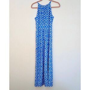 Jude Connelly Maxi Dress Blue Geometric Size M
